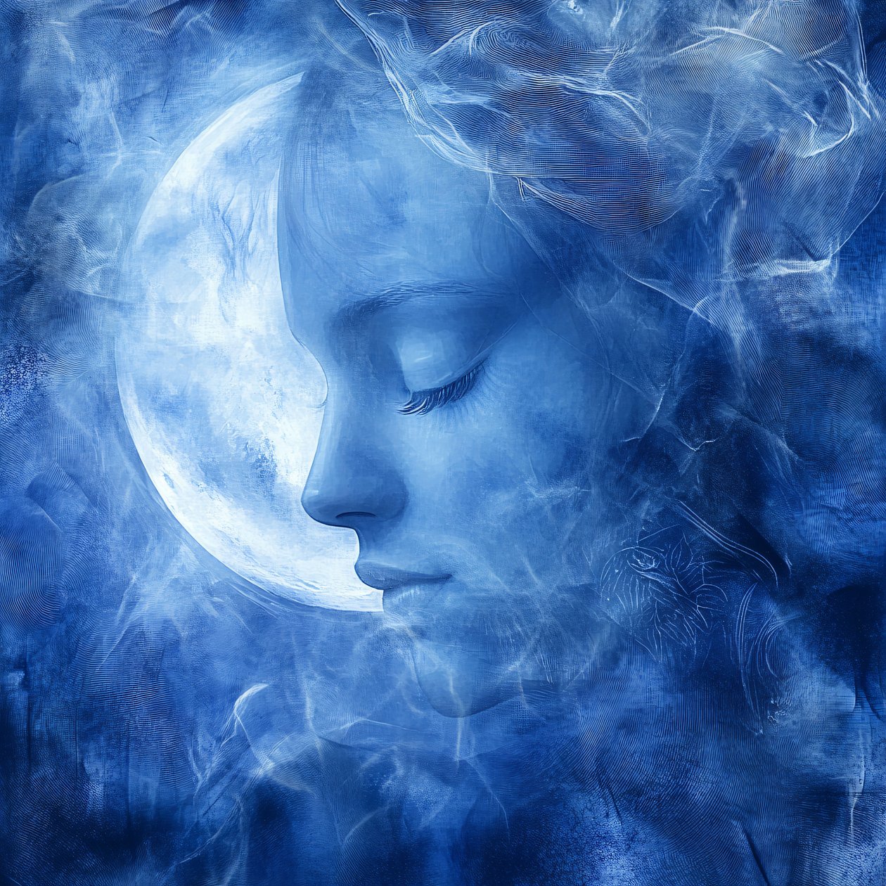 Magnifico sussurro della luna Selene isolato su sfondo bianco, parete casa Decor da F. Abderrahim