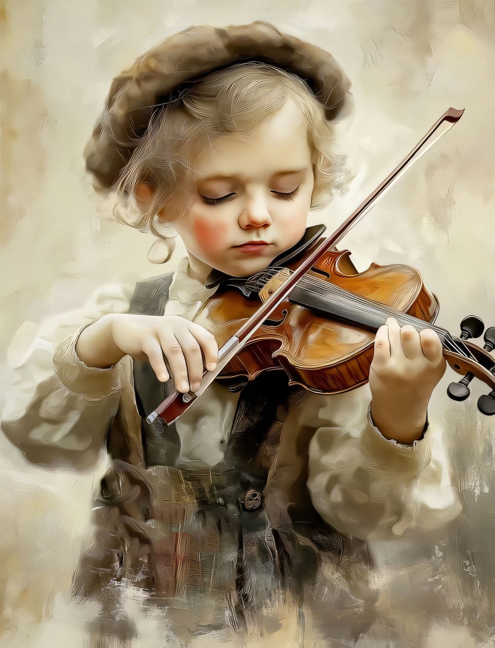 ragazza che suona il violino, poster stampe di qualità, arte da parete da F. Abderrahim