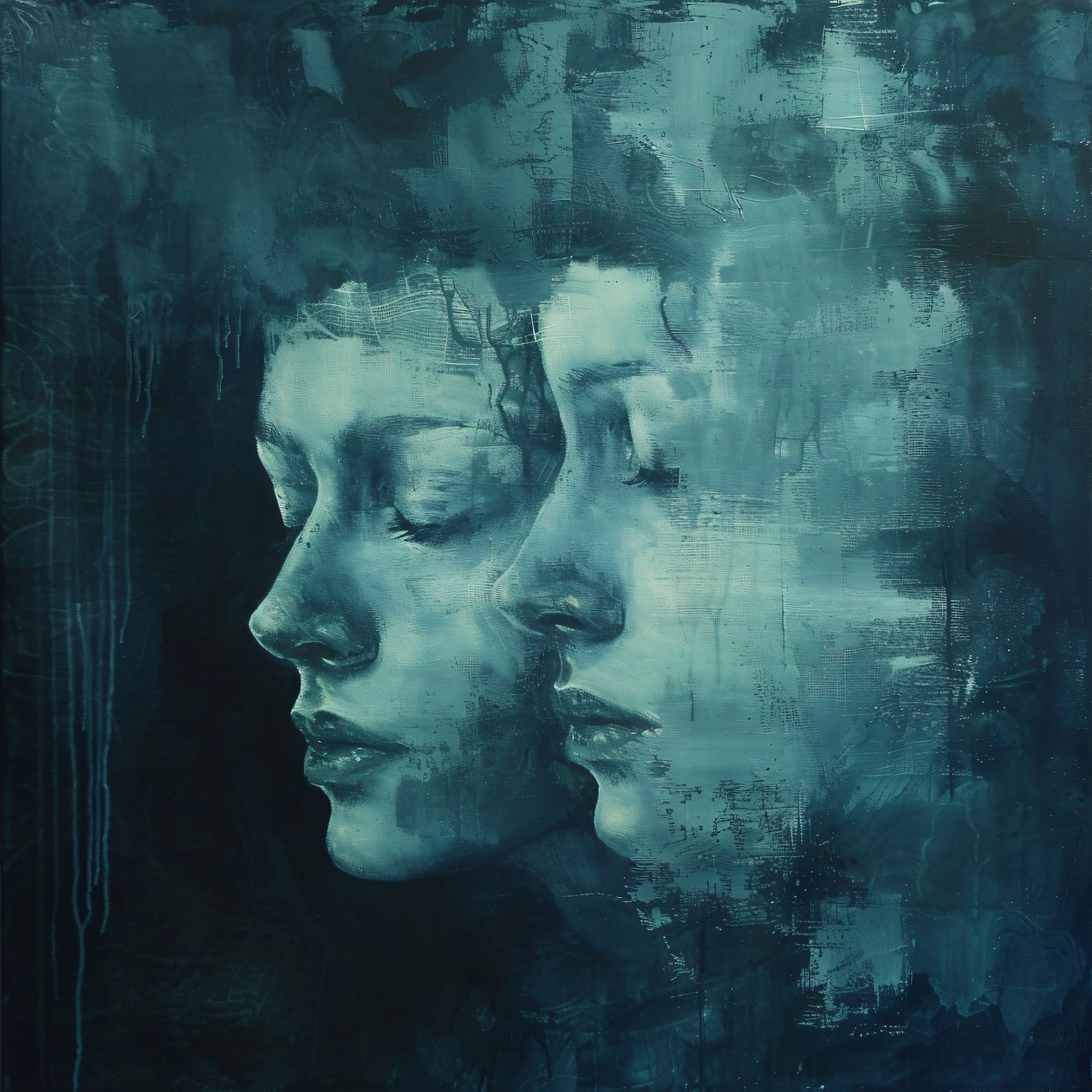 Pittura a doppia faccia in tristezza, decorazioni murali e stampe su tela da F. Abderrahim