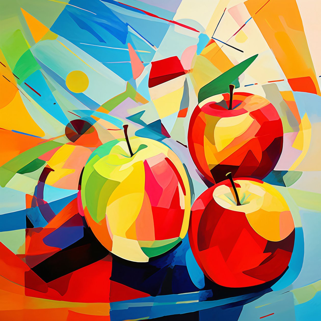 Mele astratte cubiste, decorazione murale per cucina | stampa su richiesta da F. Abderrahim