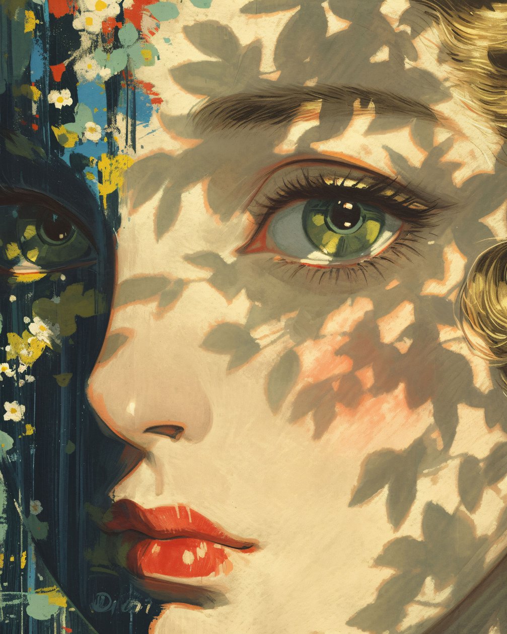 Mago della luce solare Un sogno ad occhi aperti di Fornasetti, Primo piano di un volto di ragazza, stampe d