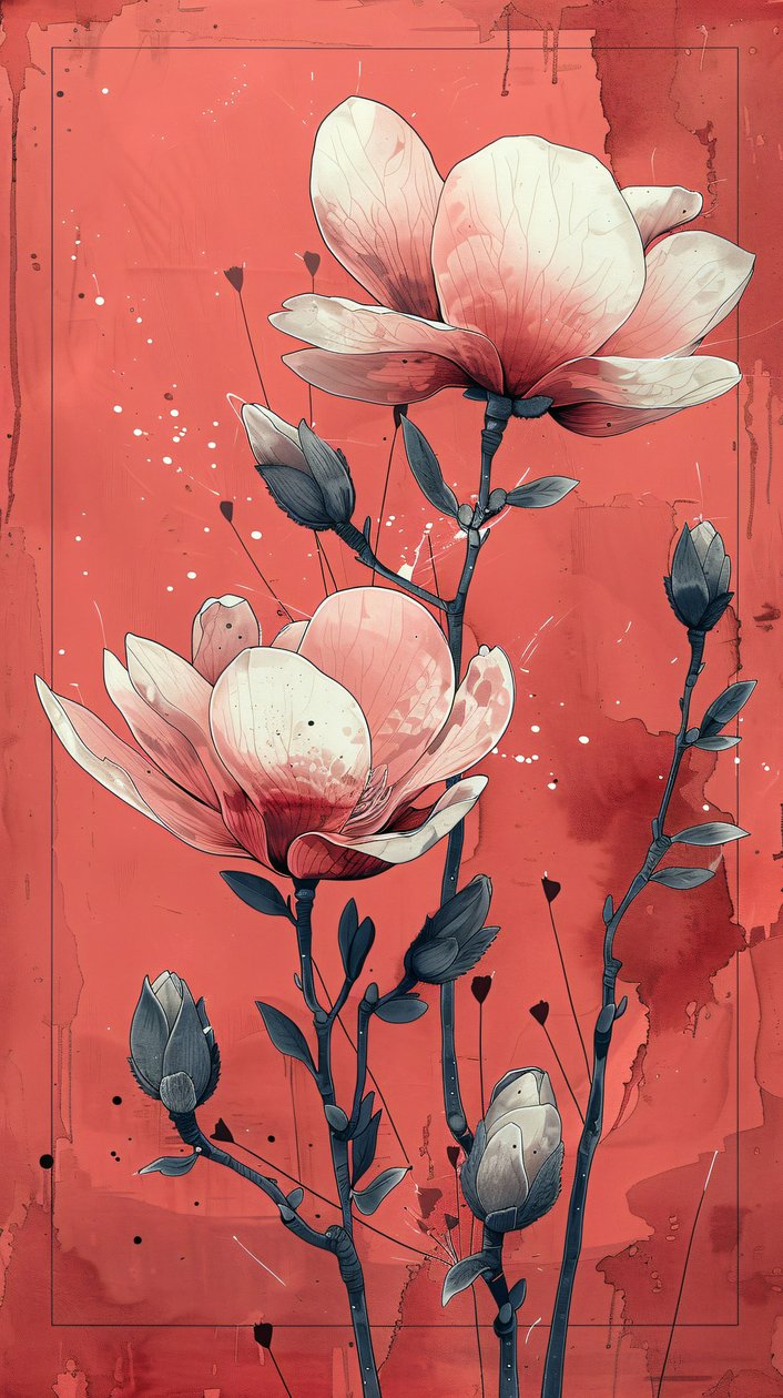 Rose bianche con sfondo rosso in un quadro semplice, wall art | stampa su richiesta da F. Abderrahim