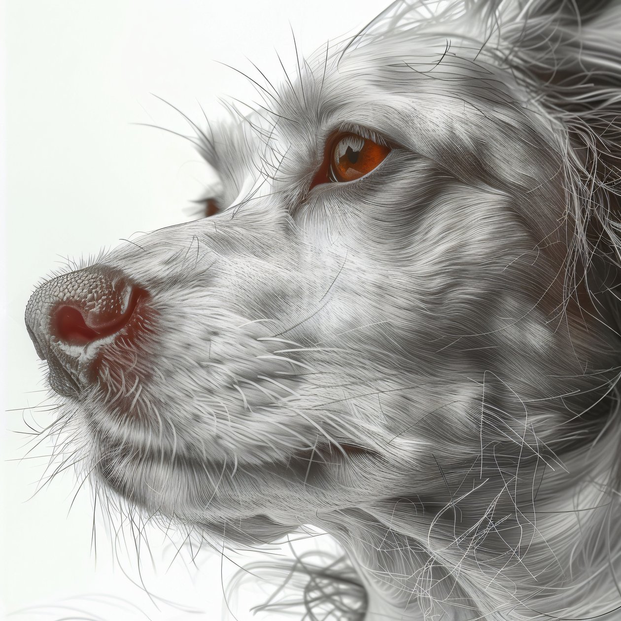zoom out Ritratto di cane in bianco e nero, disegno minimalista, stampe da parete Home Decor da F. Abderrahim
