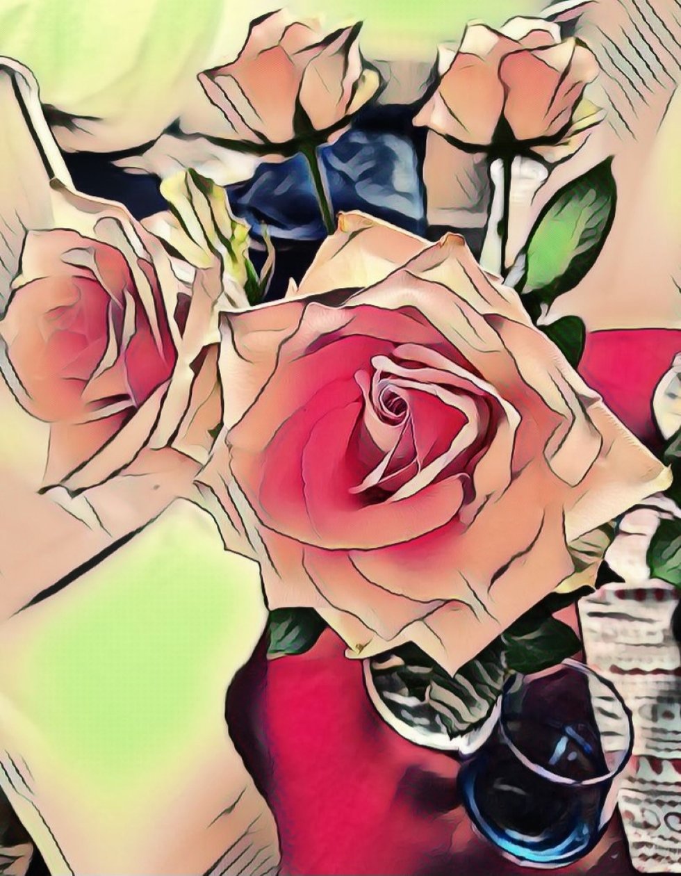 Rose con vetro blu. da Margareta Uliarte