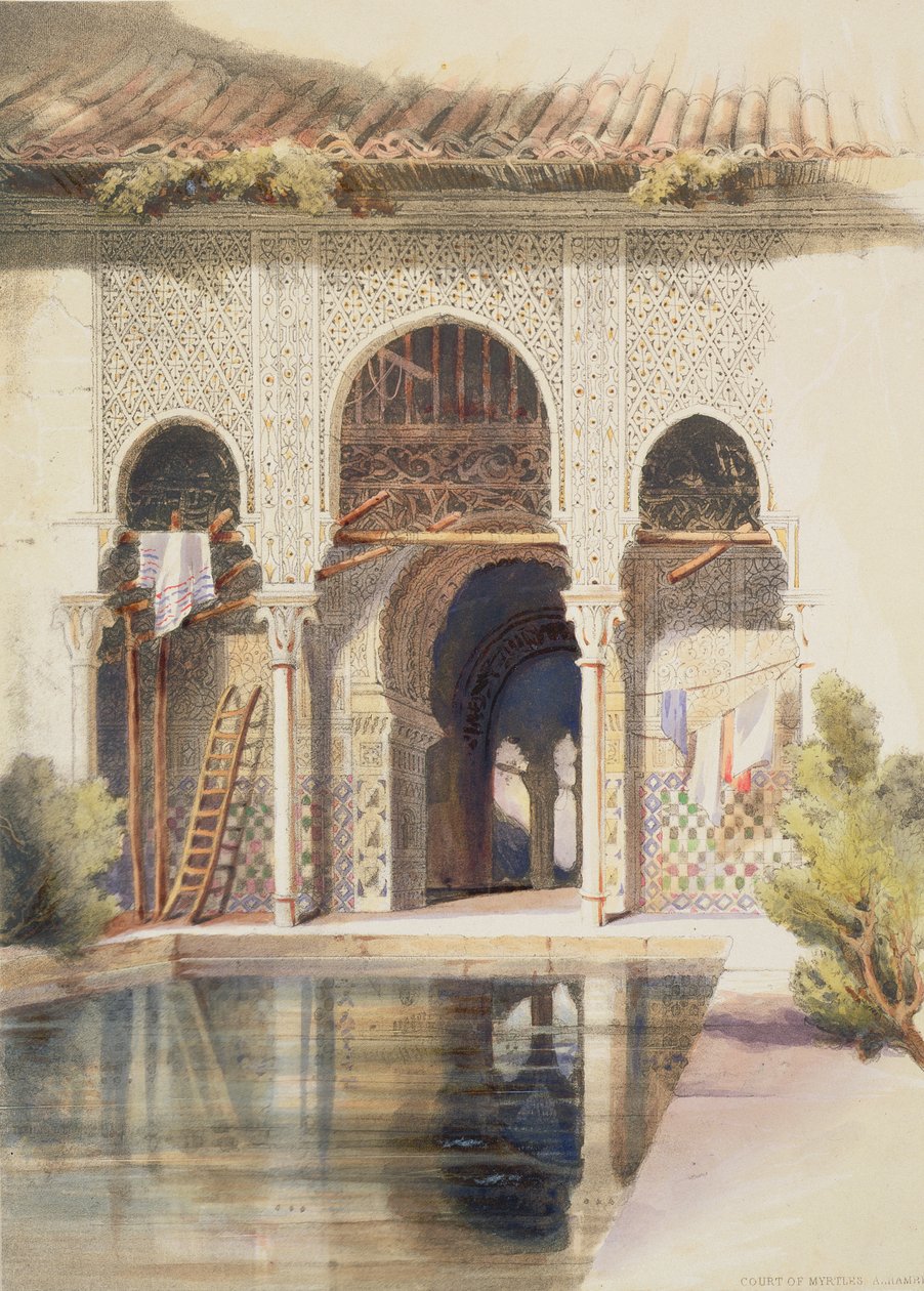 Il cortile dei mirti, Alhambra, metà del XIX secolo da A. Margaretta Burr