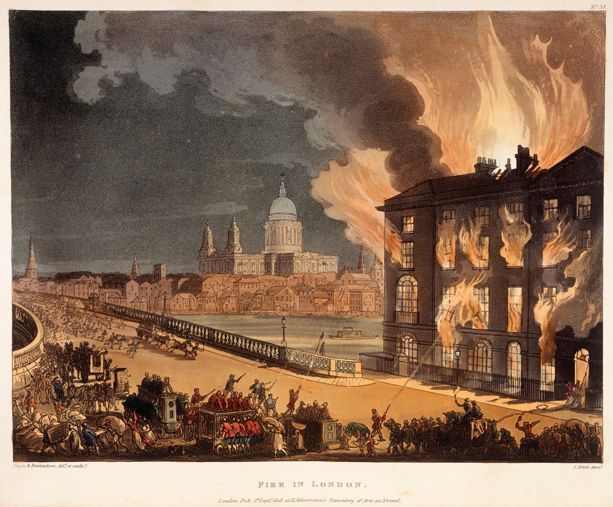 Incendio a Londra da A.C., Rowlandson, Pugin