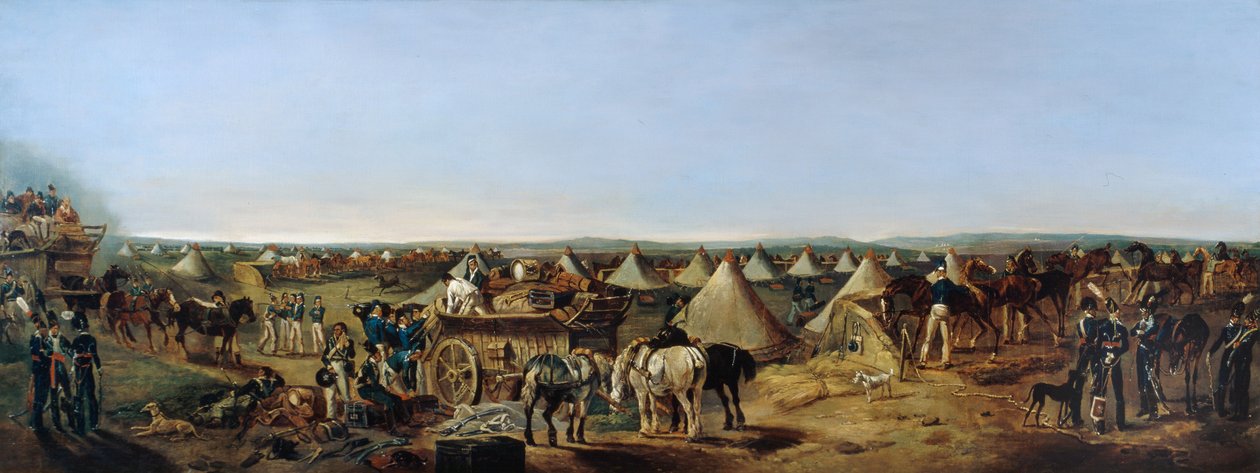 Il 10º Reggimento di Dragoni arriva al campo, Brighton, c.1803 da A.E. Eglington