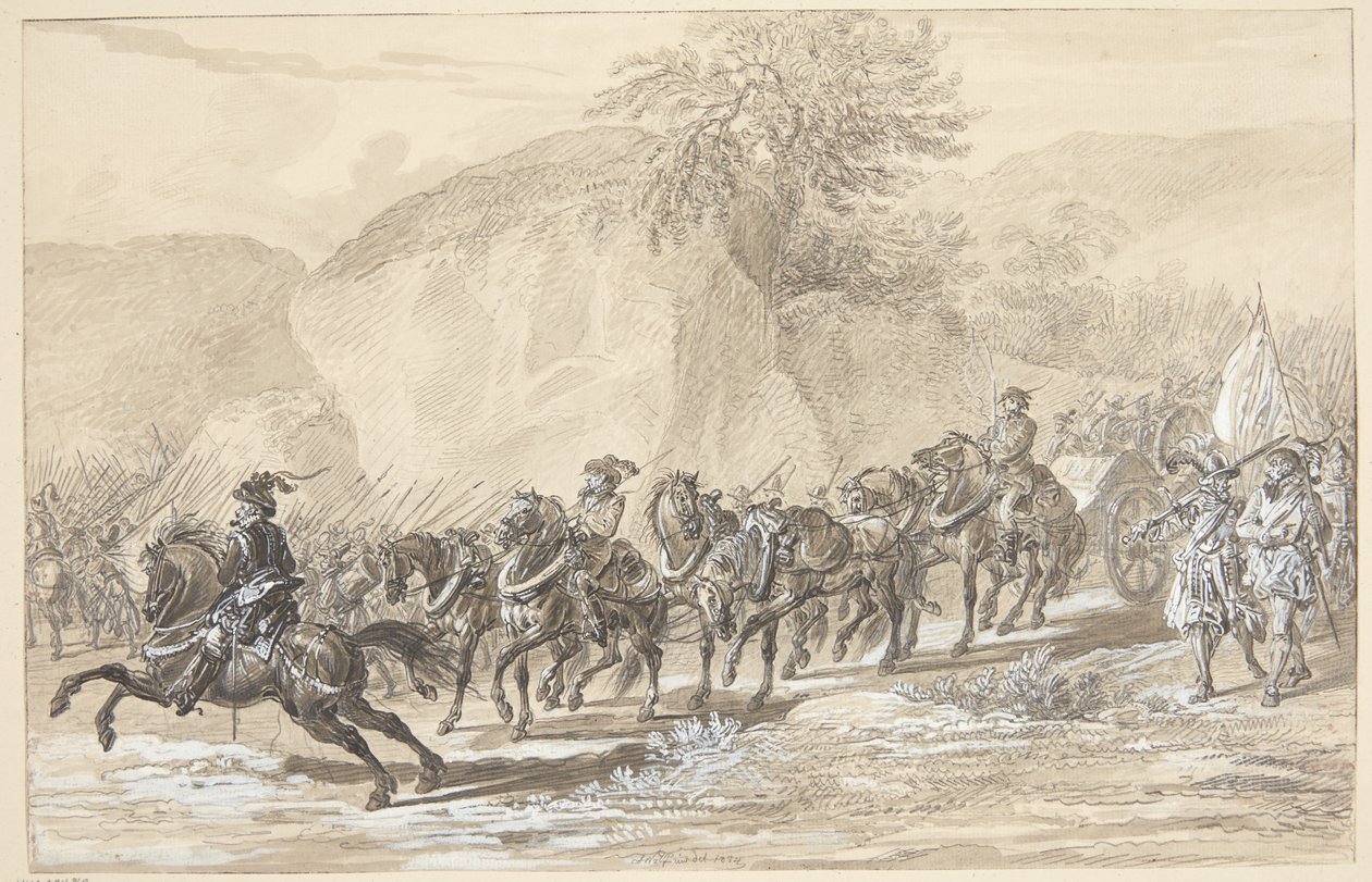 Paesaggio attraversato da un esercito da A. Wolf