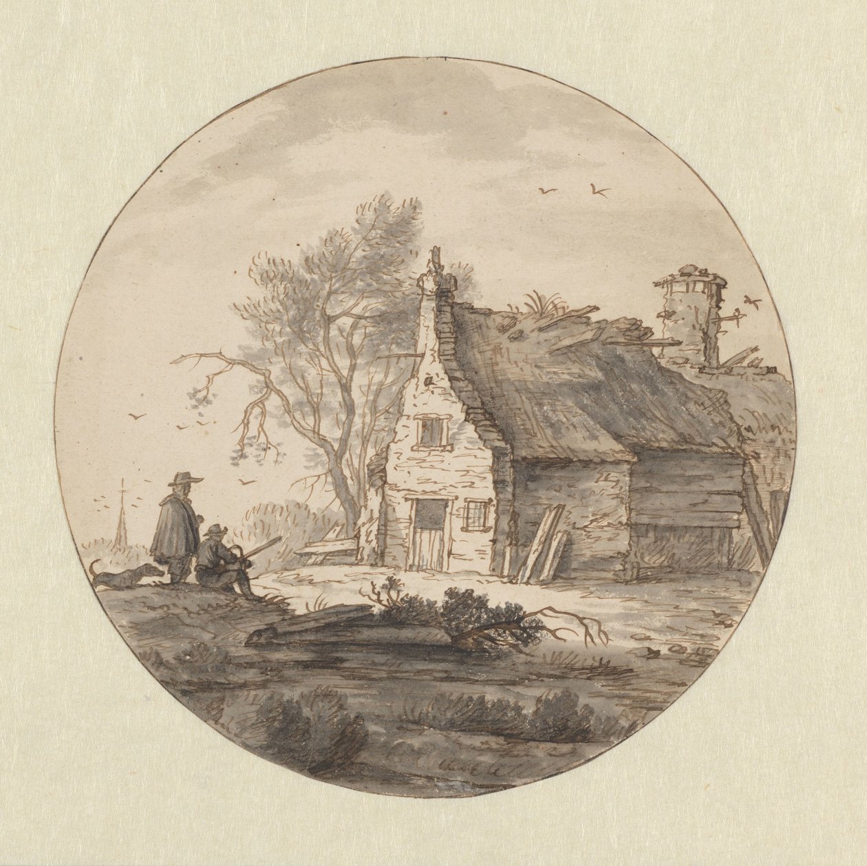 Casa colonica in rovina con un disegnatore da Aarnout ter Himpel