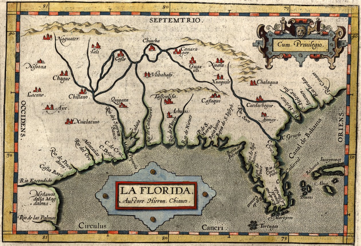 Mappa della Florida, c.1584 da Abraham Ortelius