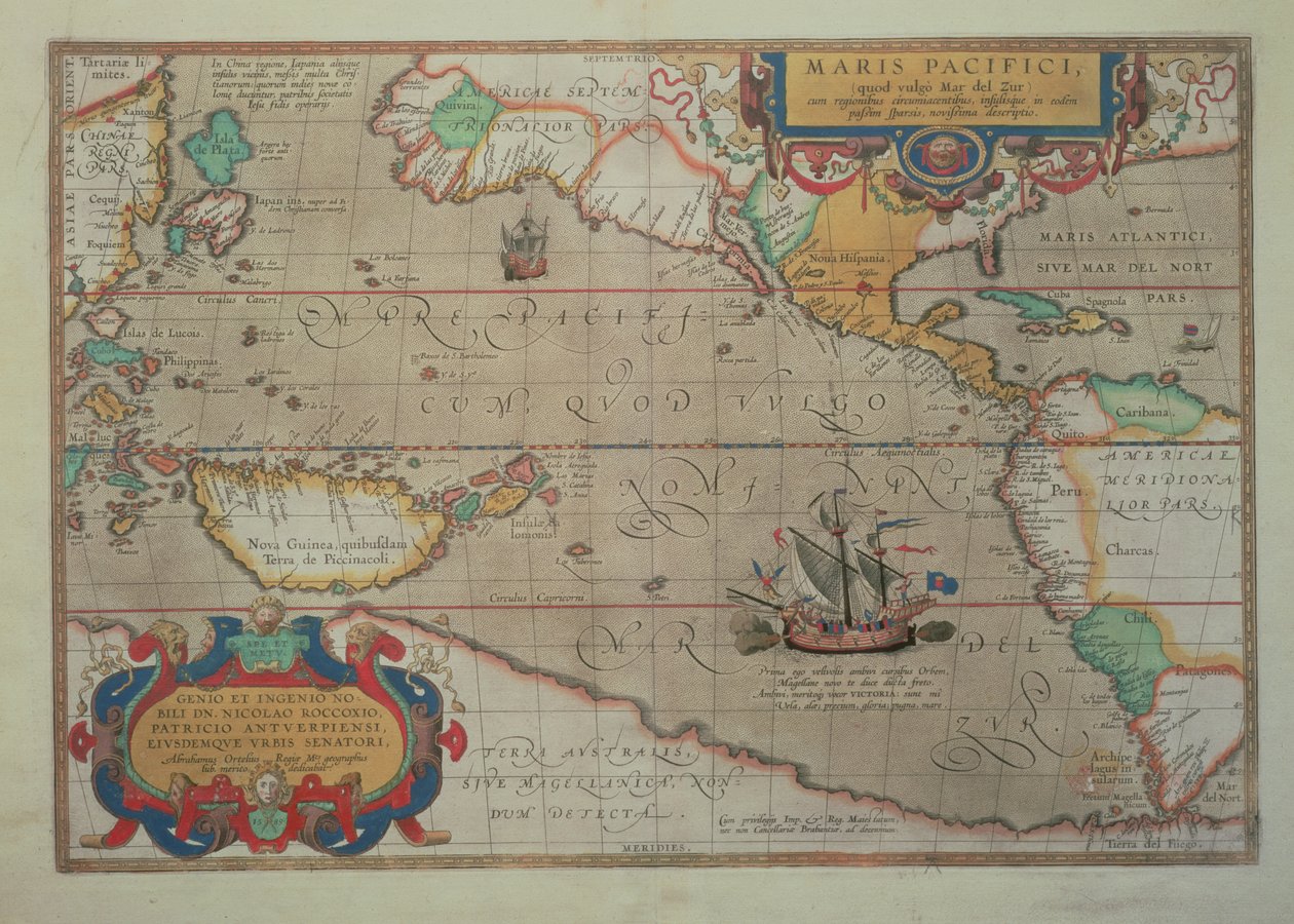 Mappa del Pacifico, Cina e America, 1589 di Abrahamus Ortelius da Abraham Ortelius