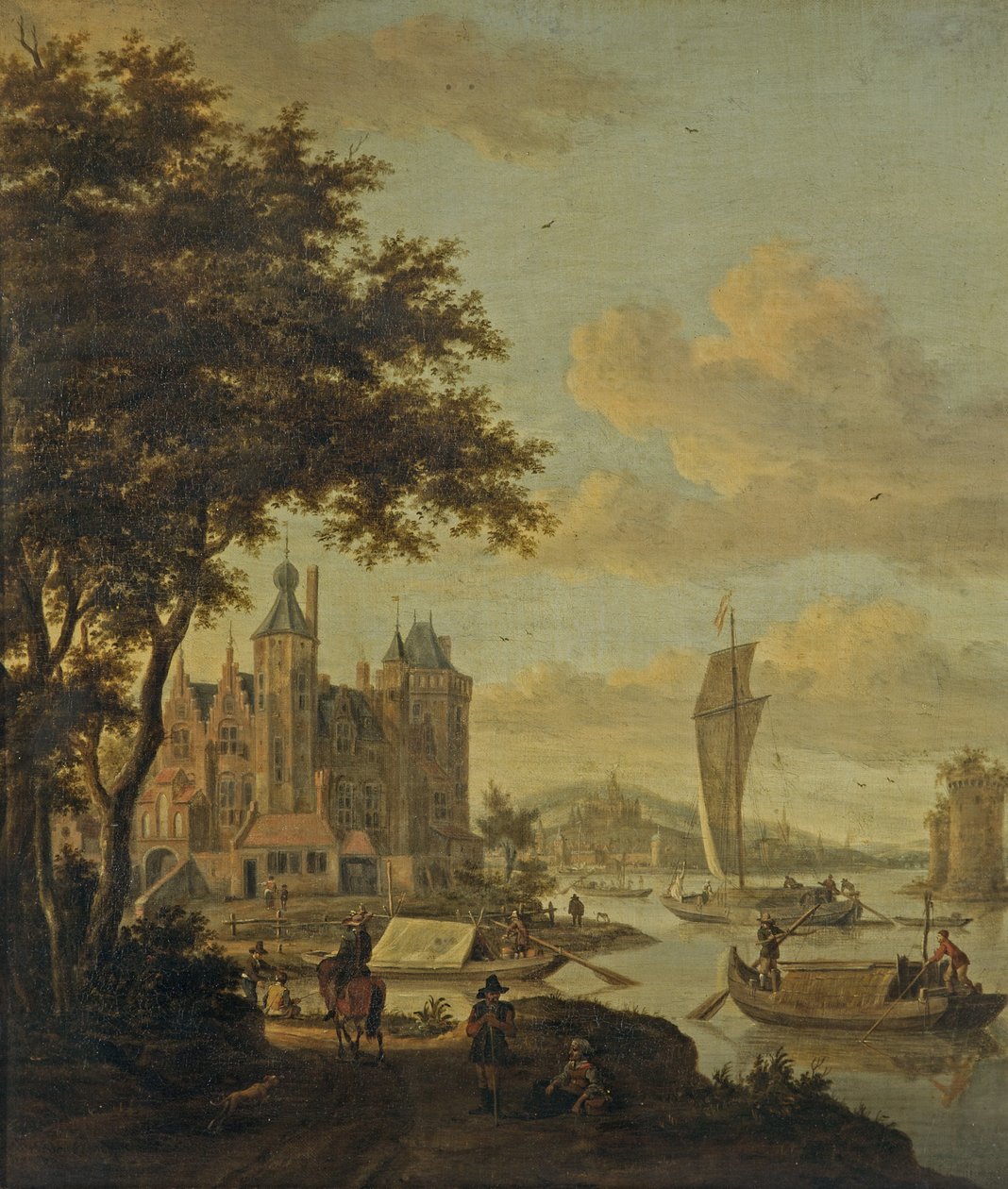 Scena di Spiaggia Olandese con Navi da Abraham Storck