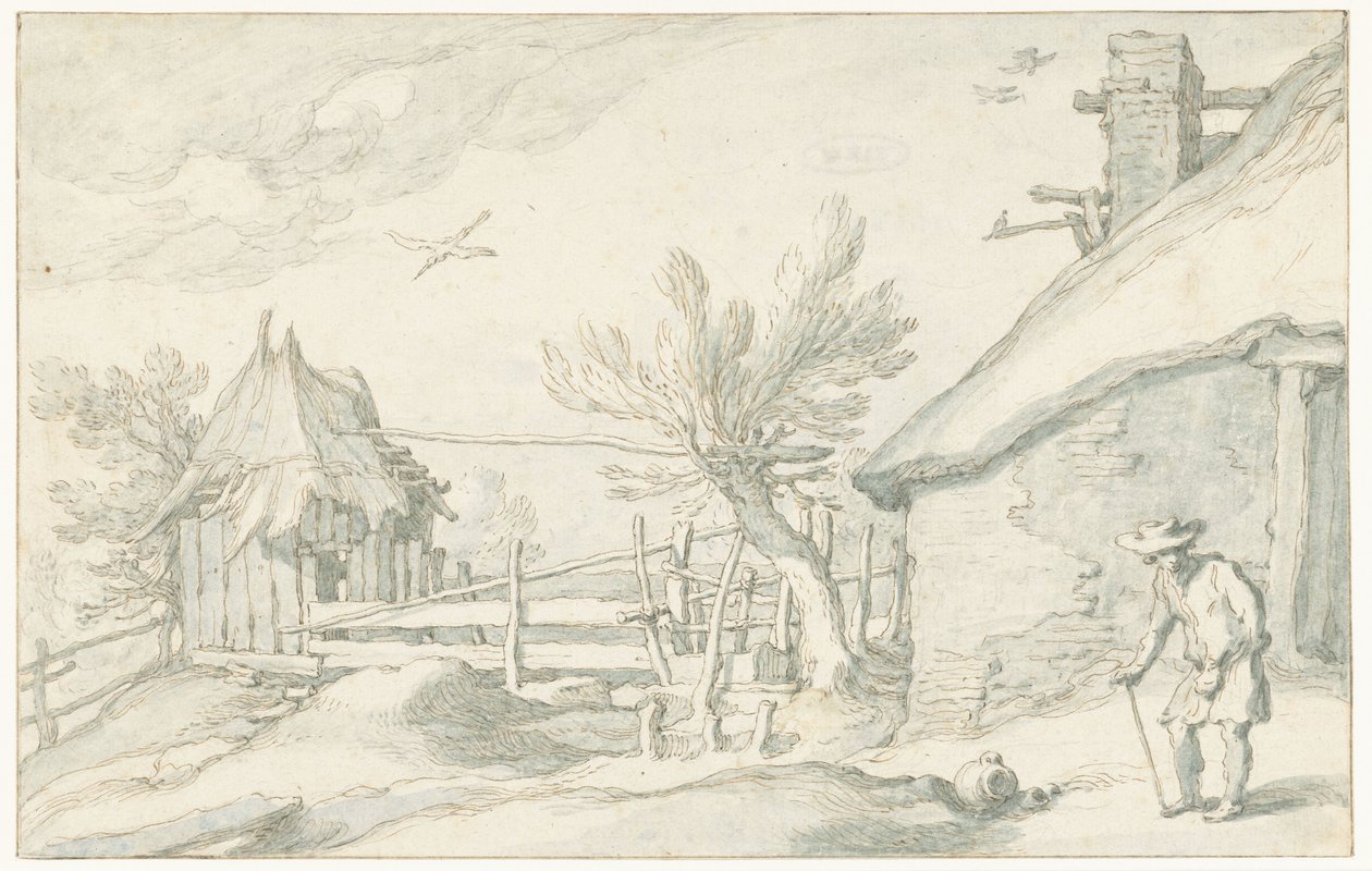 Cortile con fattoria e fienile da Abraham Bloemaert