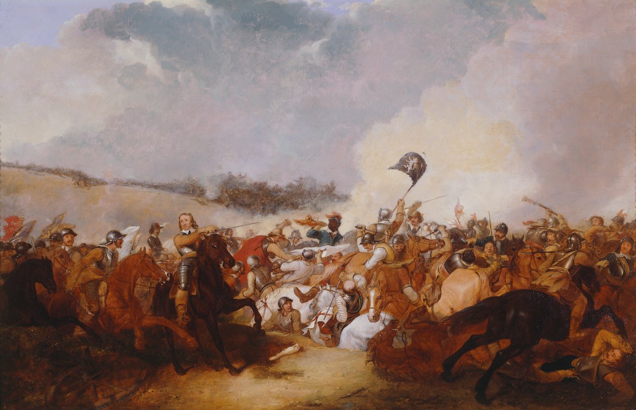 Cromwell guida le truppe in battaglia da Abraham Cooper