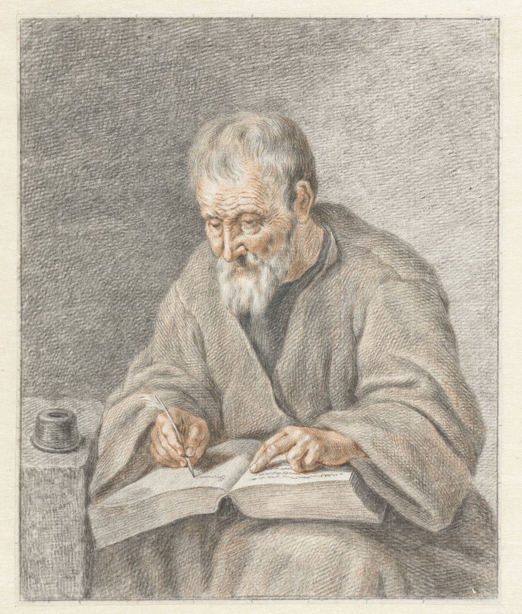 Vecchio che scrive in un libro da Abraham Delfos