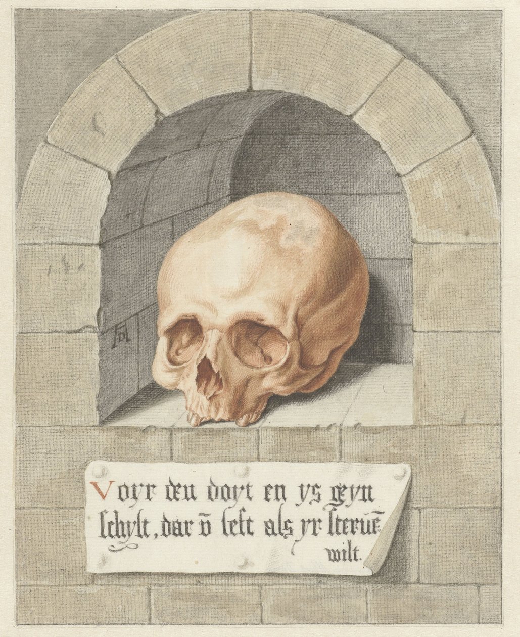 Teschio in una nicchia da Abraham Delfos
