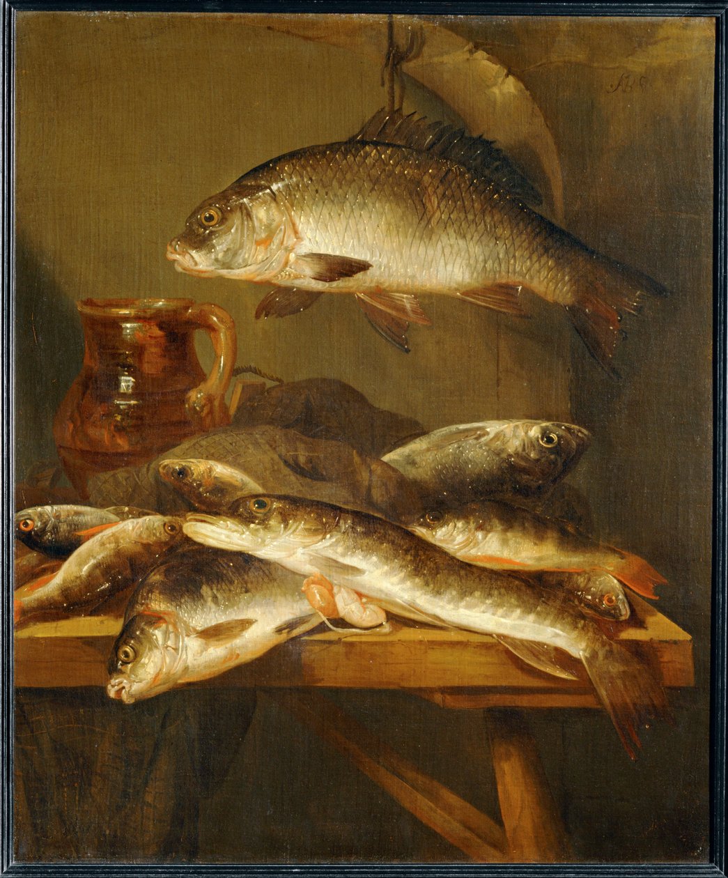 Natura morta con carpe ... da Abraham Hendricksz van Beyeren