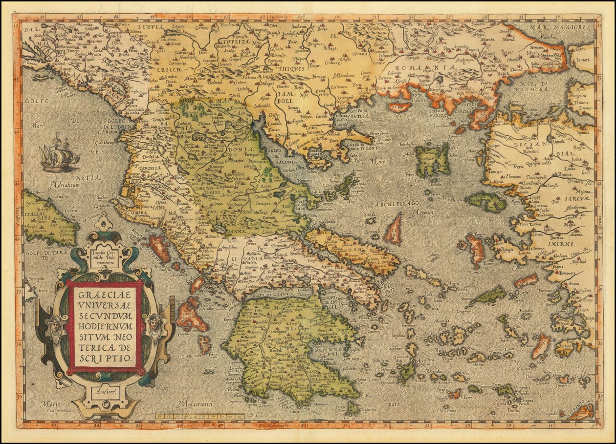 Mappa della Grecia del 1584 di Abraham Ortelius da Abraham Ortelius