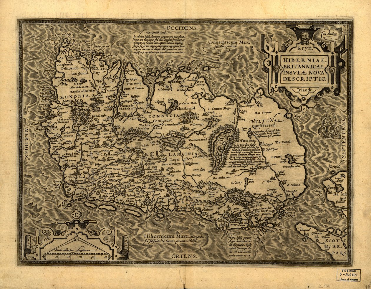 Hiberniae, Britannicae Insvlae nova descripto. LOC 99466749 da Abraham Ortelius