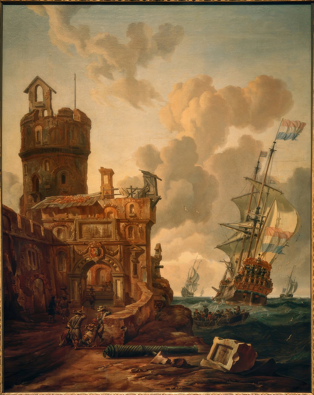 Nave olandese davanti a una fortezza da Abraham Storck