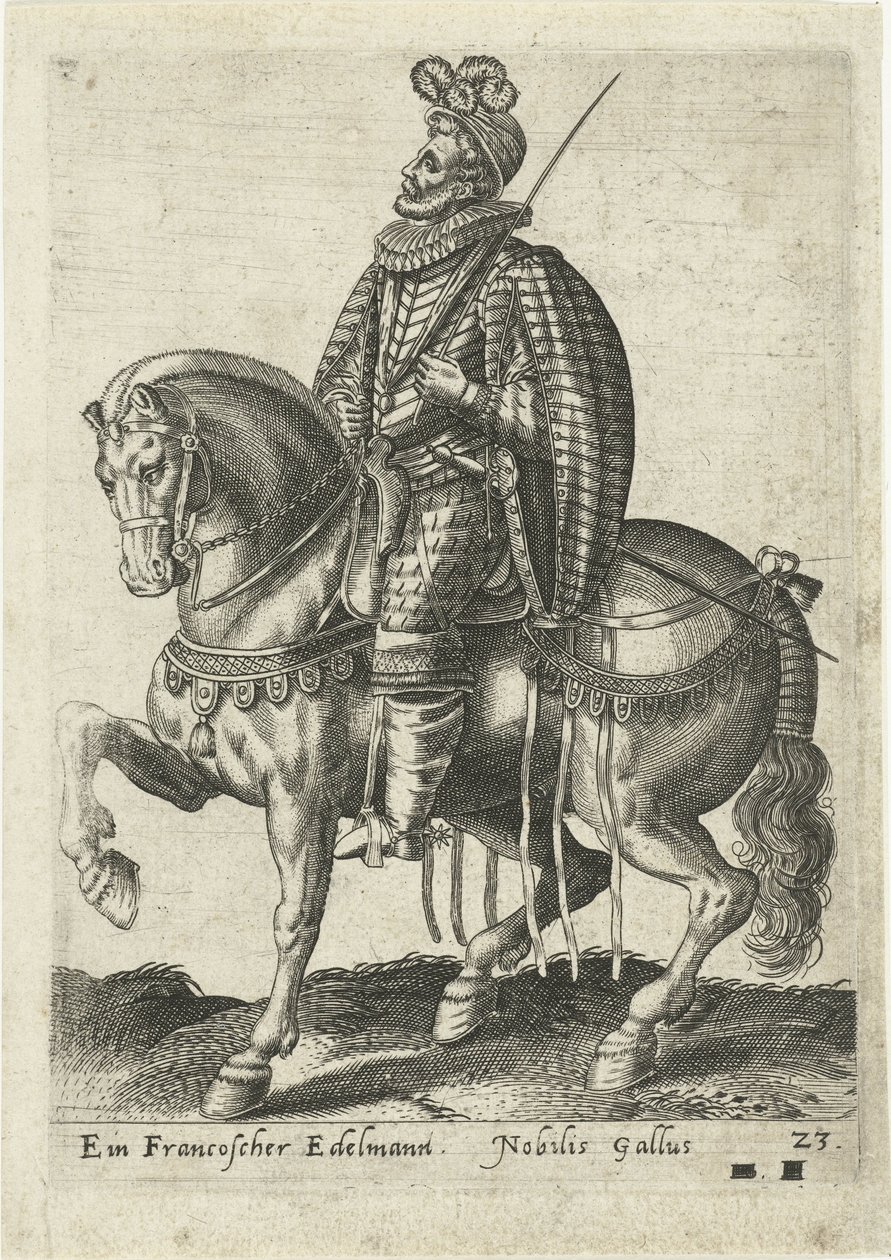 Nobile francese a cavallo da Abraham de Bruyn (attributed to)