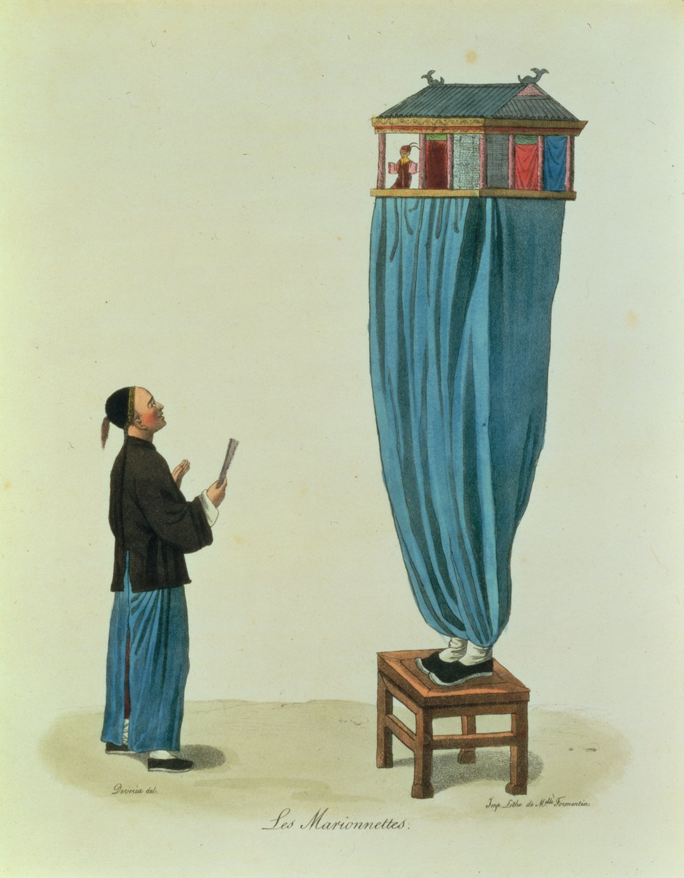 Le marionette, inciso da Mlle. Formentin, pub. 1824-27 da Achille Devéria