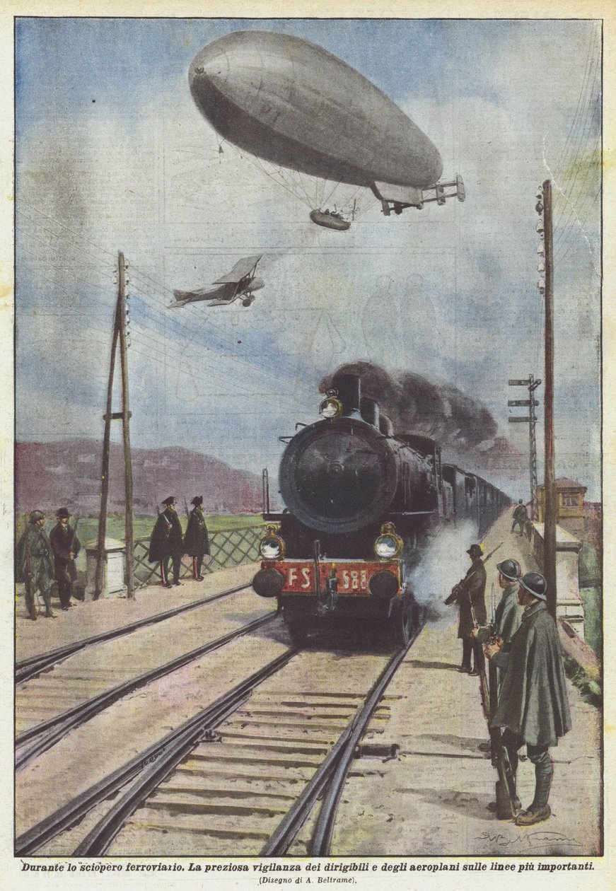 Durante lo sciopero ferroviario da Achille Beltrame