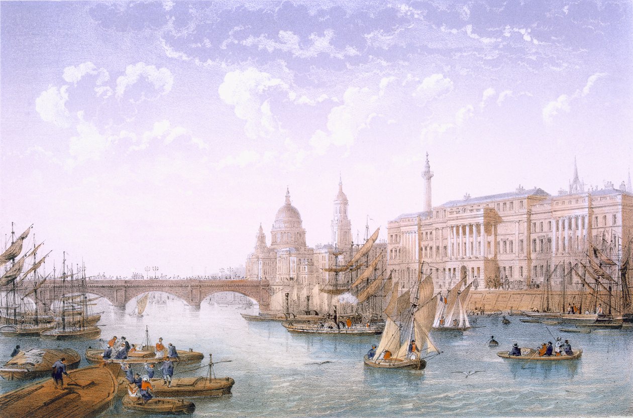 Dogana e Ponte di Londra, 1862 da Achille Louis Martinet