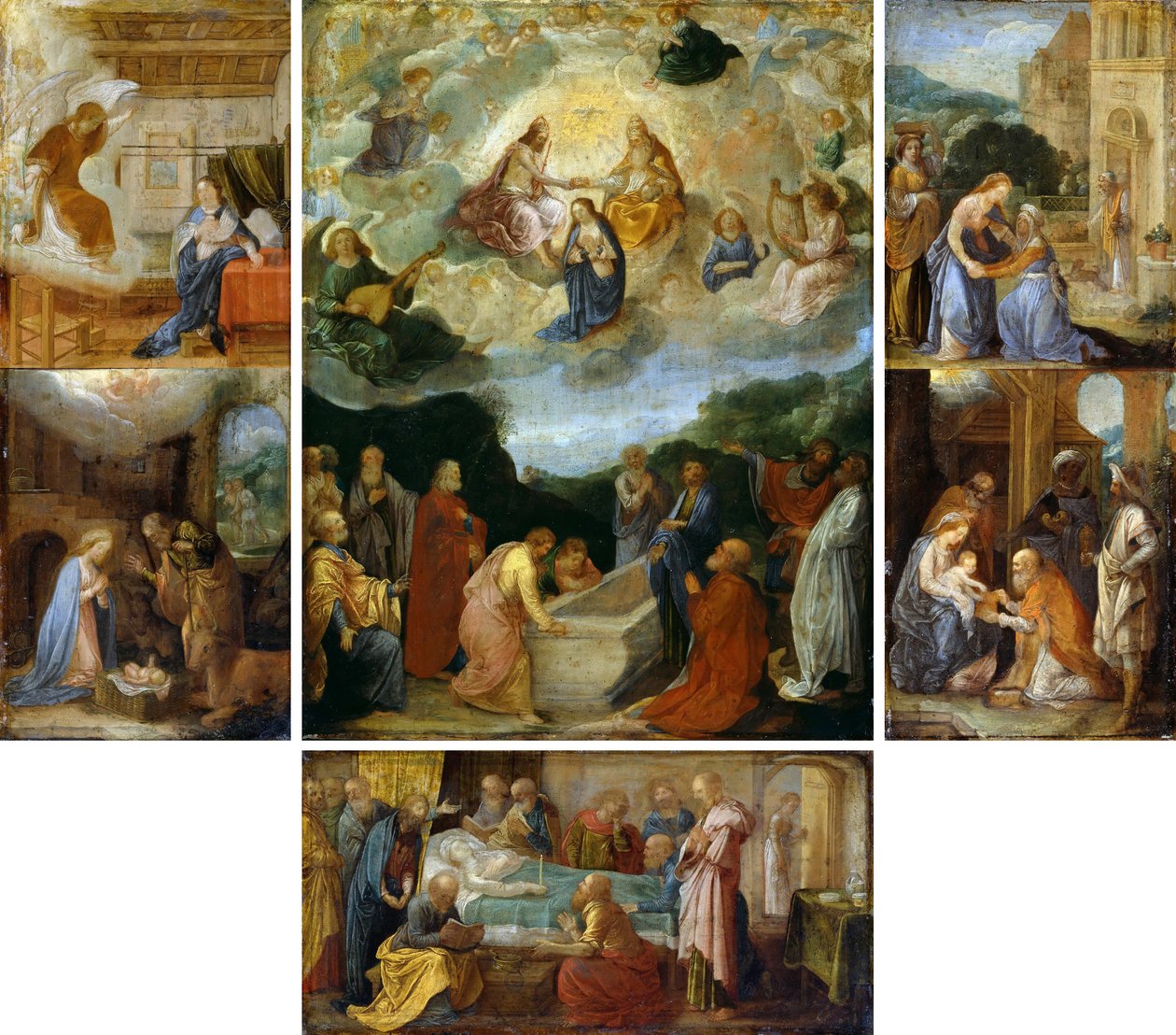 Altare domestico con sei scene della vita della Vergine Maria da Adam Elsheimer