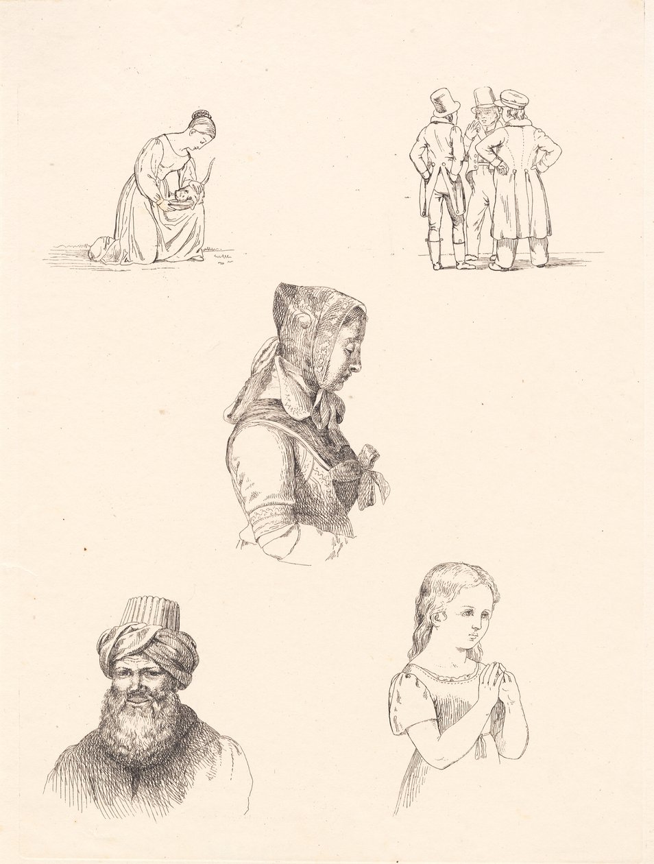 Foglio di prova con studi di figure da Adam Müller