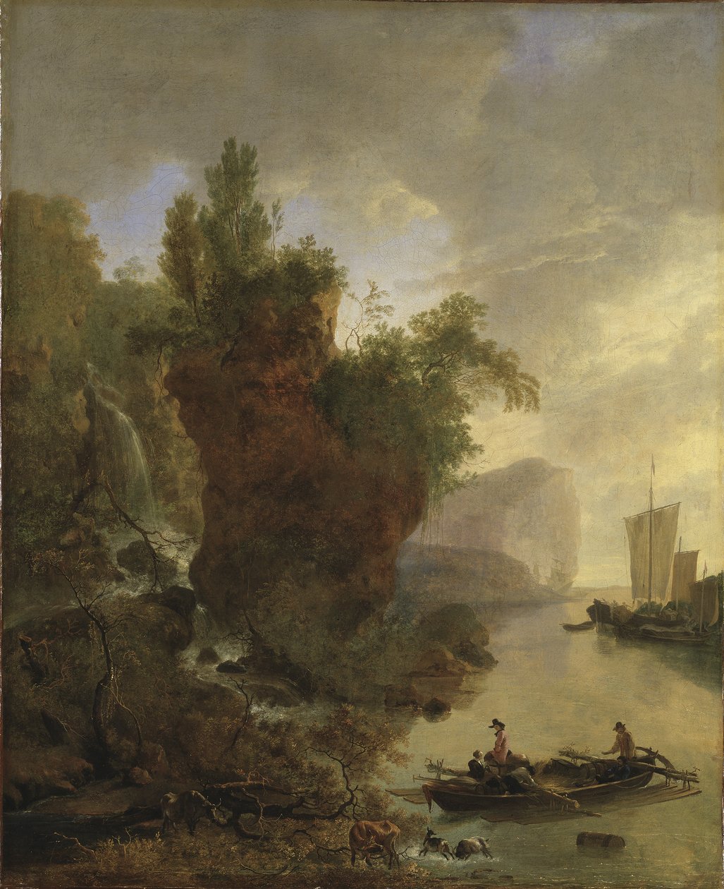 Baia con costa rocciosa da Adam Pynacker