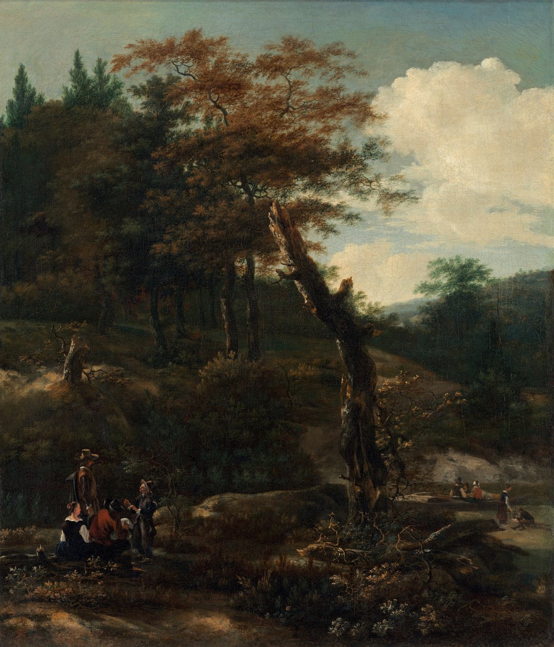 Paesaggio boscoso con viaggiatori, fine 1640 da Adam Pynacker