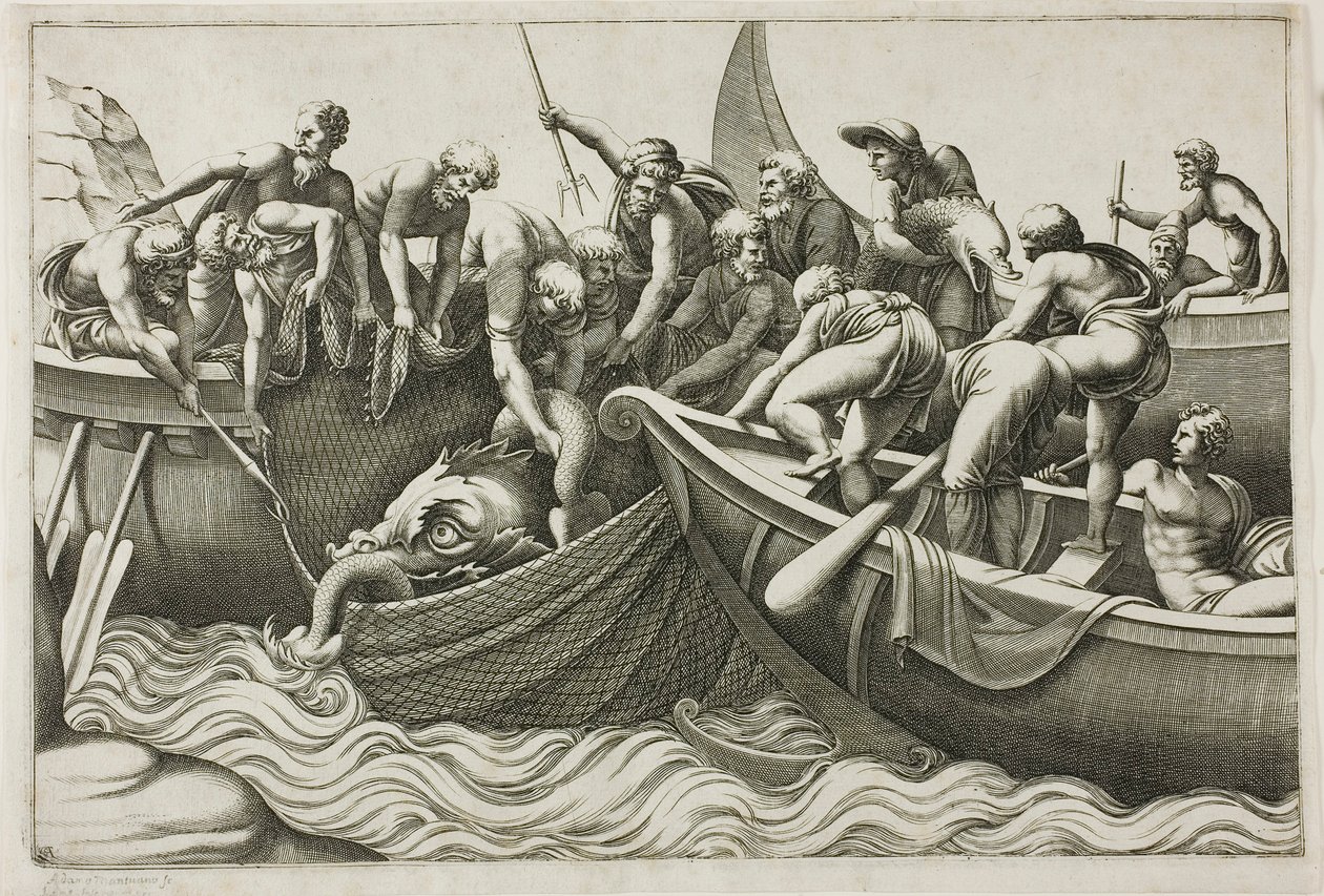 Pescatori che Catturano un Mostro Marino da Adamo Scultori