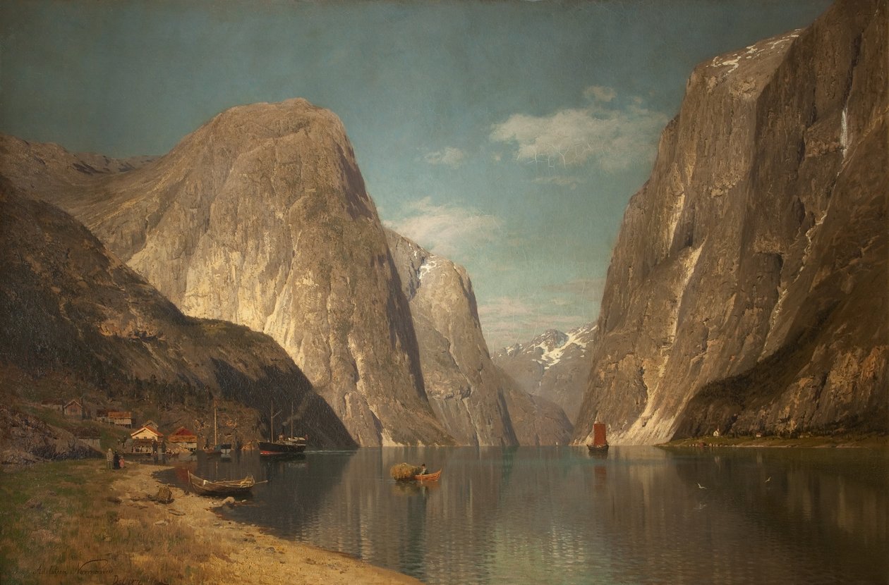 Su il fiordo di Sogne, vicino a Gudangen, 1876 da Adelsteen Normann
