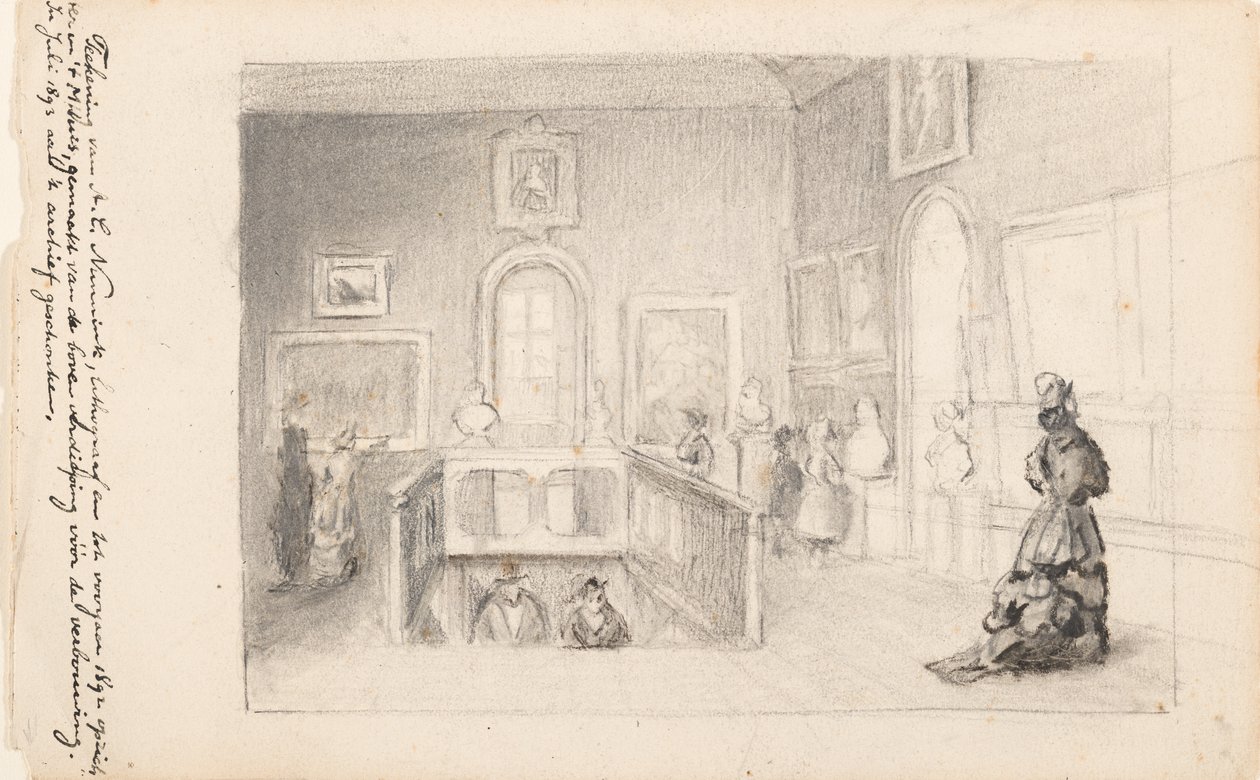Visitatori nella Sala delle Scale al Mauritshuis da Adolf Carel Nunnink