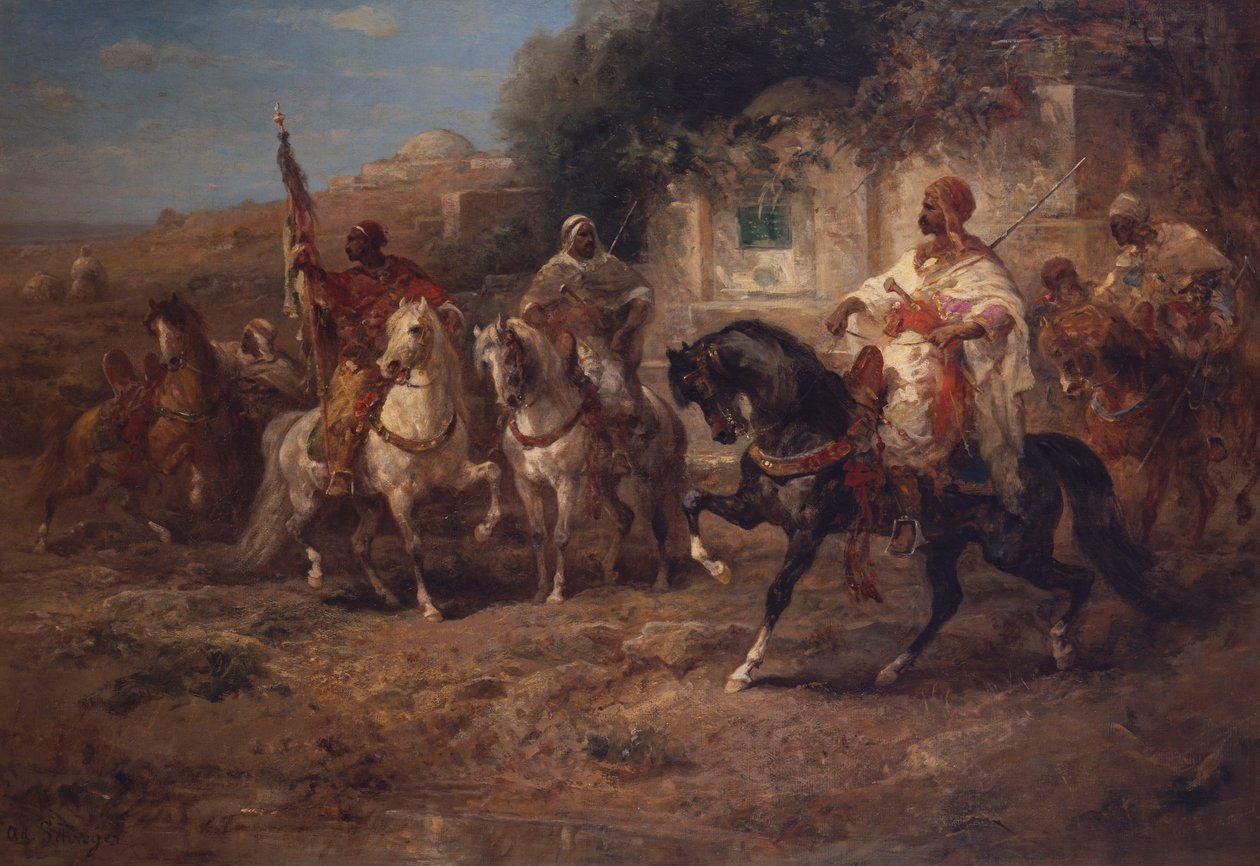 Cavalieri arabi presso una fontana da Adolf Schreyer