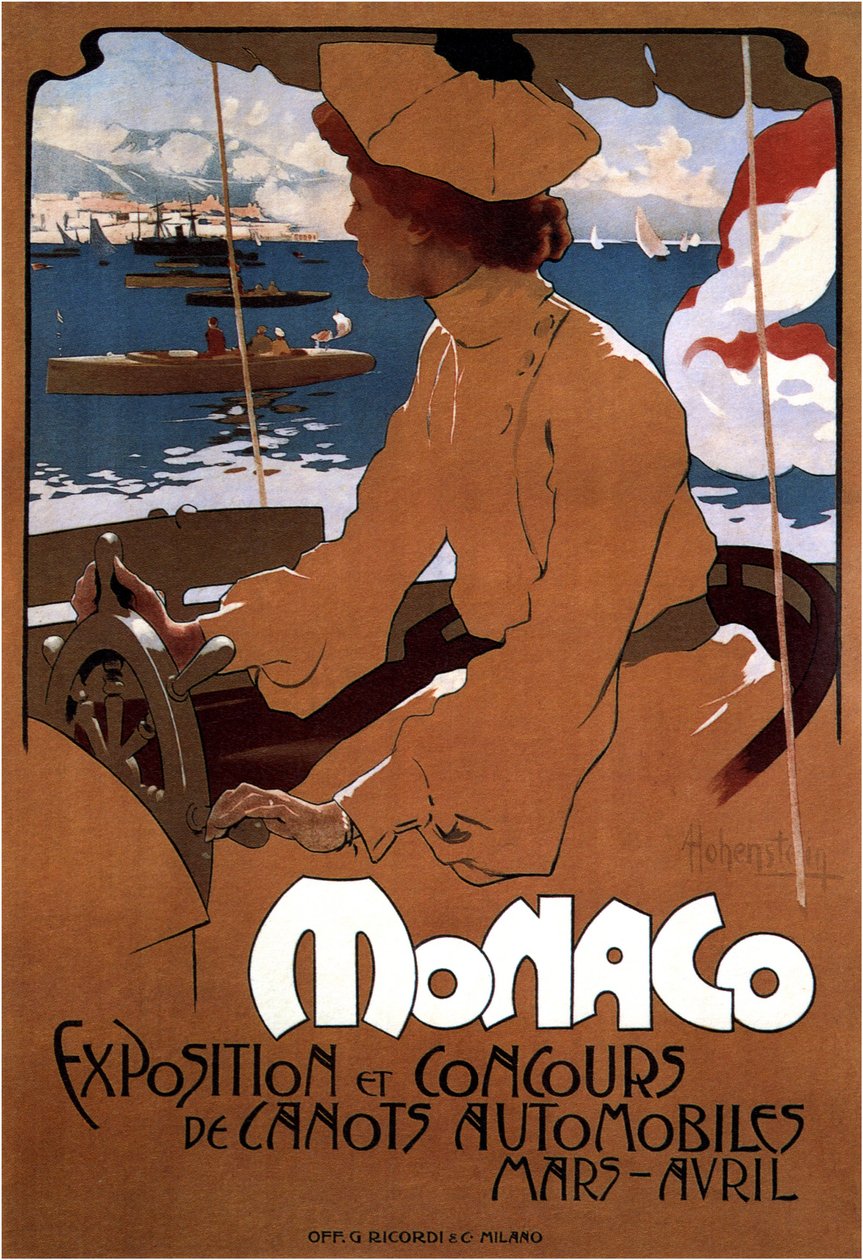 Monaco: Esposizione di canotti automobilistici da Adolfo Hohenstein