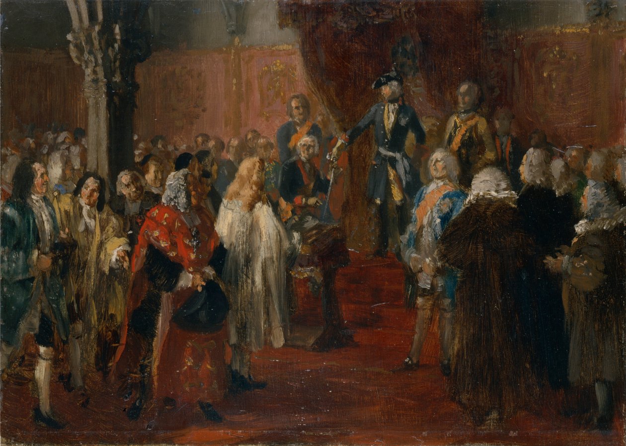 Scena di omaggio slesiano, 1855 da Adolph Menzel