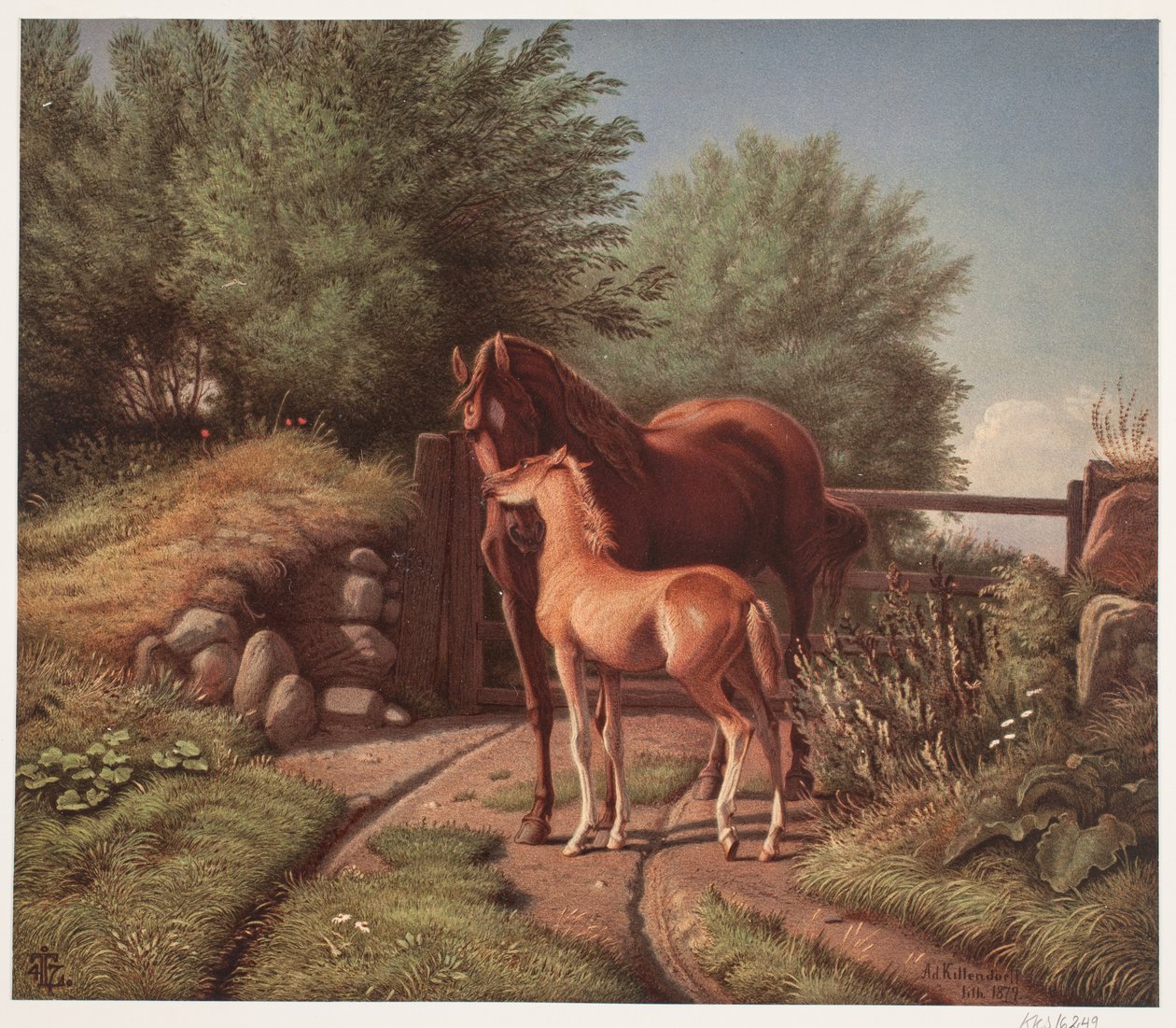 Una cavalla con il suo puledro da Johan Adolph Kittendorff