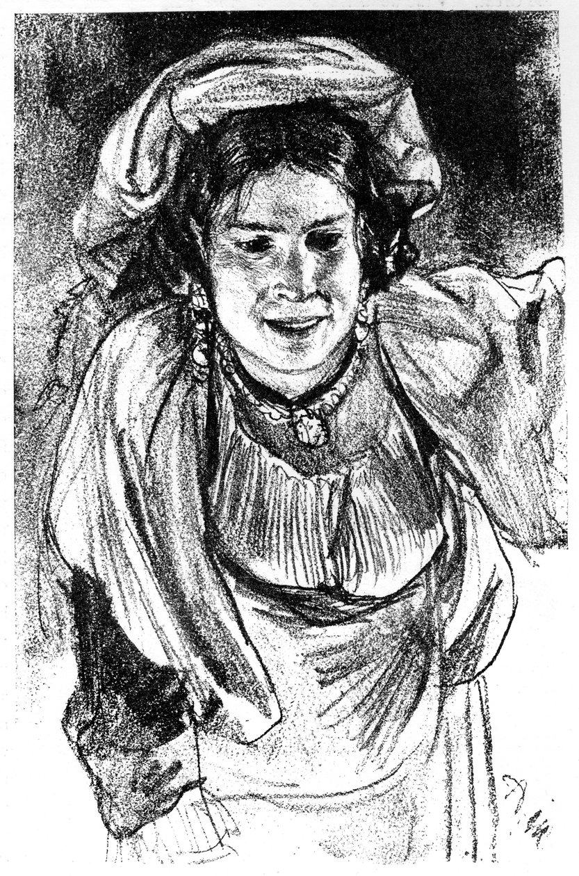 Studio di una ragazza italiana da Adolph Menzel
