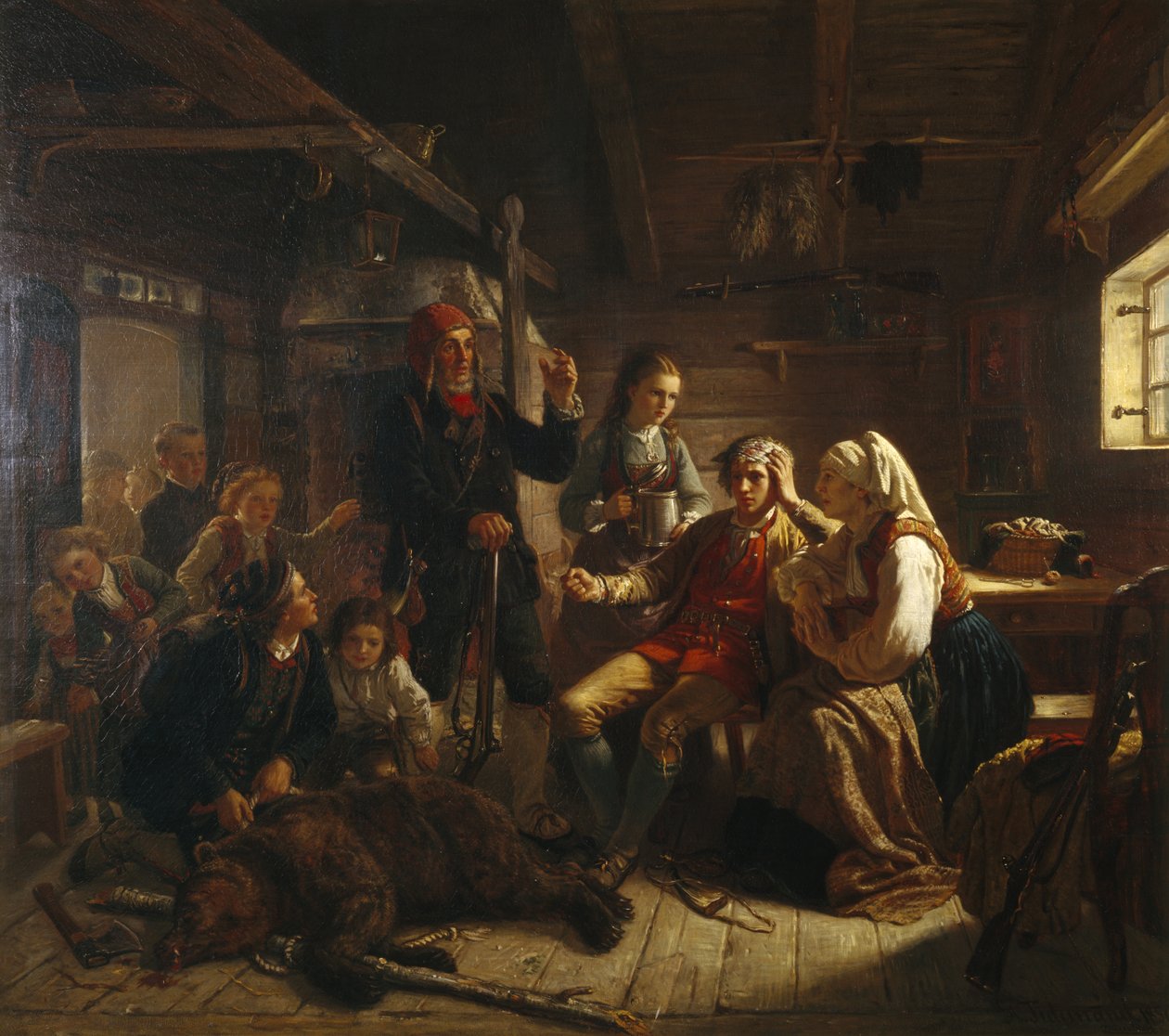 Il cacciatore di orsi ferito da Adolph Tidemand