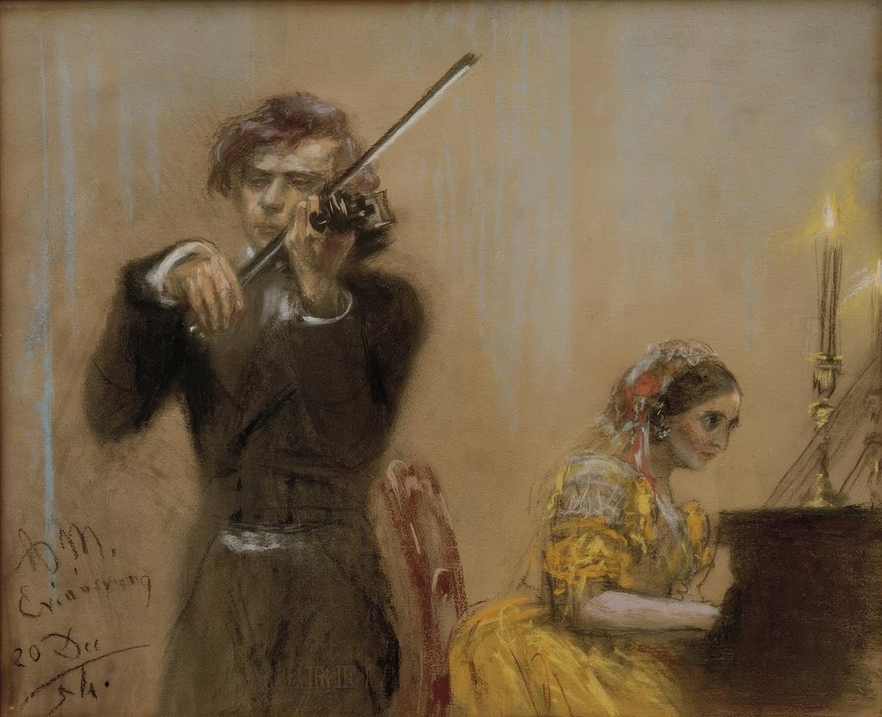 Clara Schumann e Joseph Joachim suonano da Adolph Menzel
