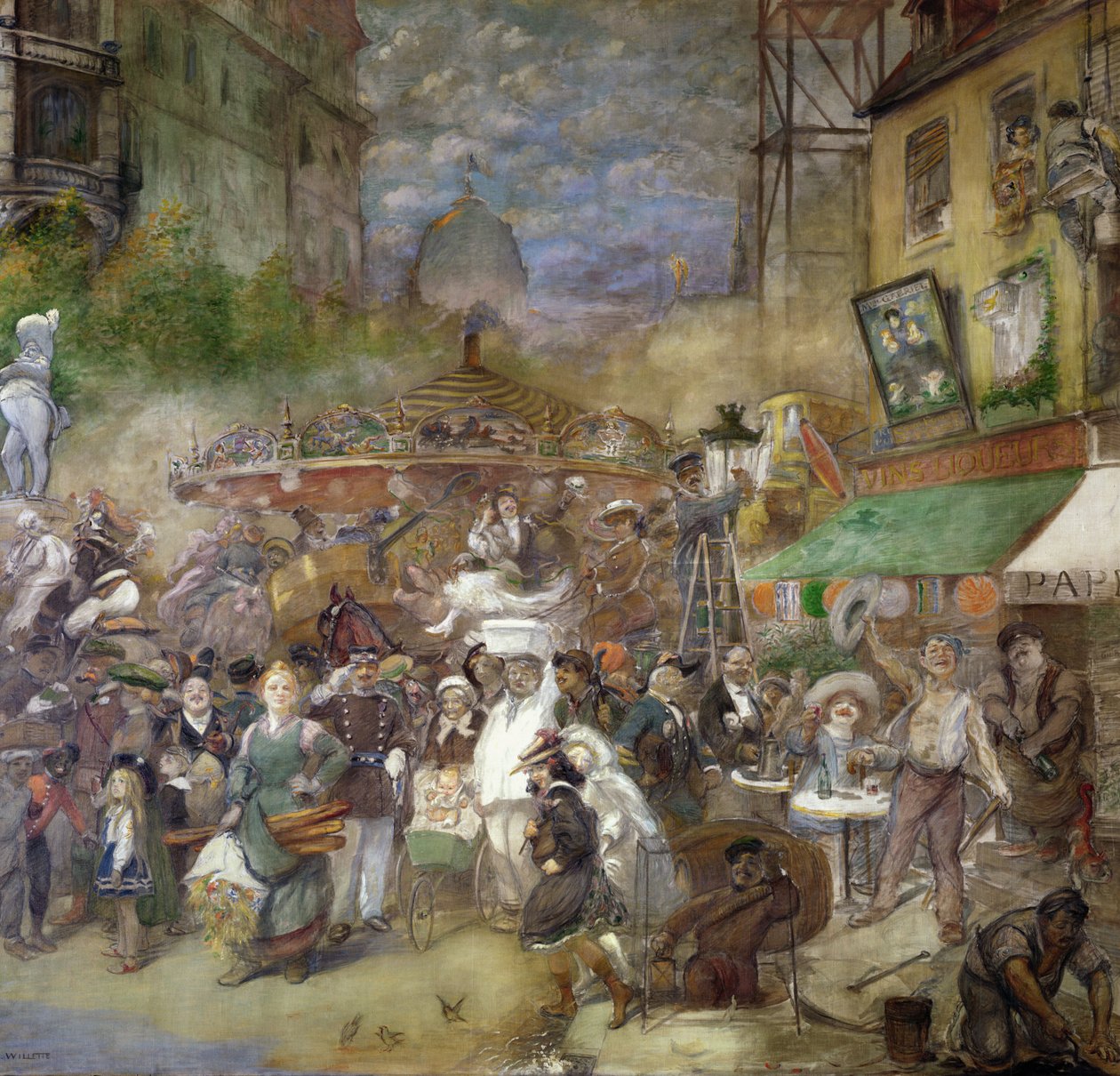 Pannello decorativo raffigurante Parigi, Salon de la Commission du Personnel da Adolphe Leon Willette