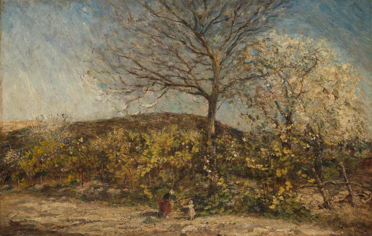 Paesaggio con frutteto in fiore da Adolphe Joseph Thomas Monticelli