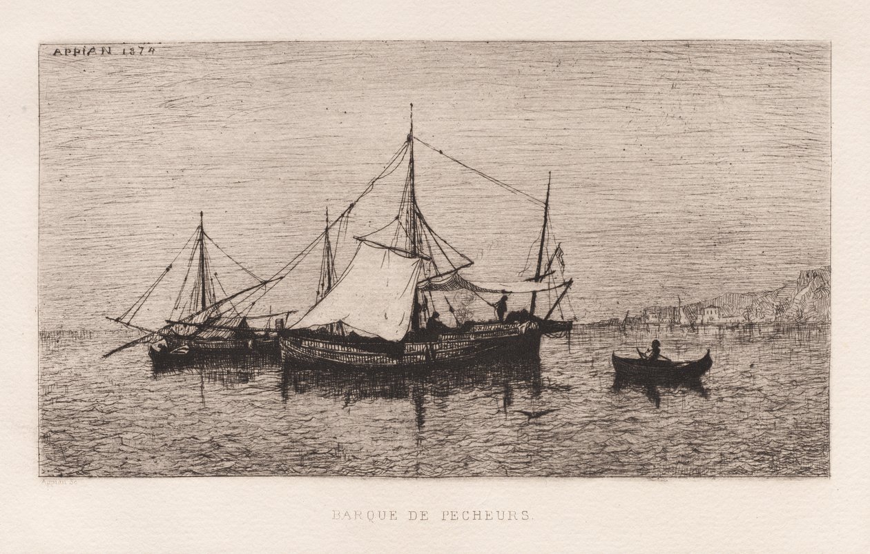 Barca da pesca Barca da trasporto costiero Costa italiana..., 1874 da Adolphe Appian