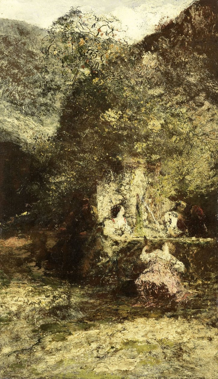 Figure vicino a una fontana da Adolphe Joseph Thomas Monticelli