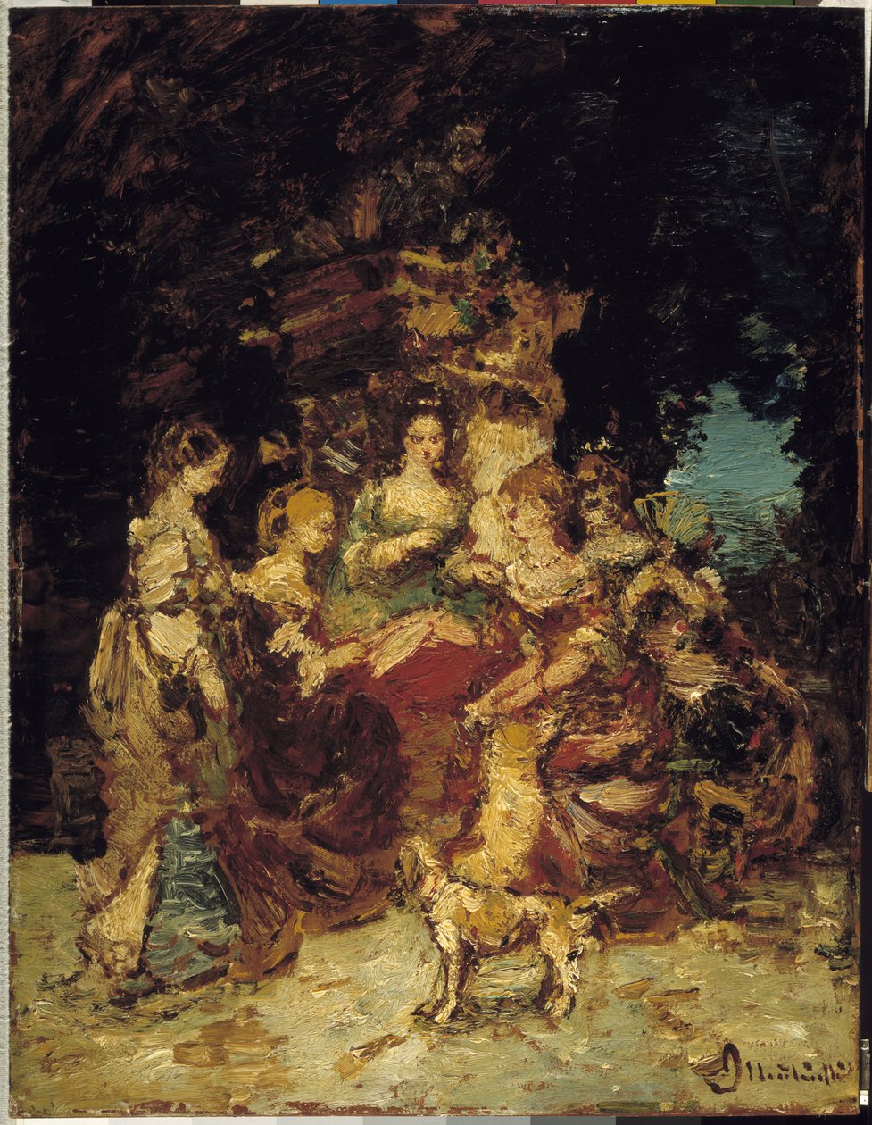 Signore in un Parco da Adolphe Joseph Thomas Monticelli