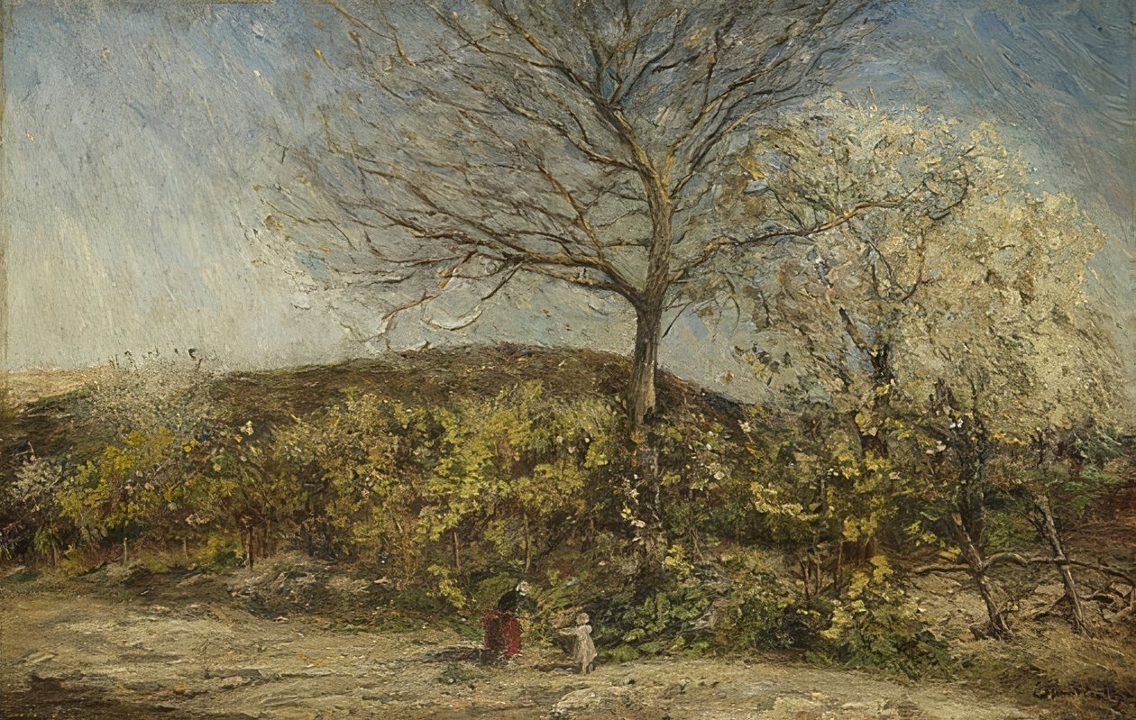Paesaggio con frutteto in fiore da Adolphe Joseph Thomas Monticelli