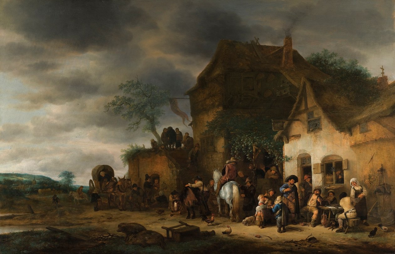Viaggiatori fermati in una locanda di campagna da Adriaen Jansz. van Ostade
