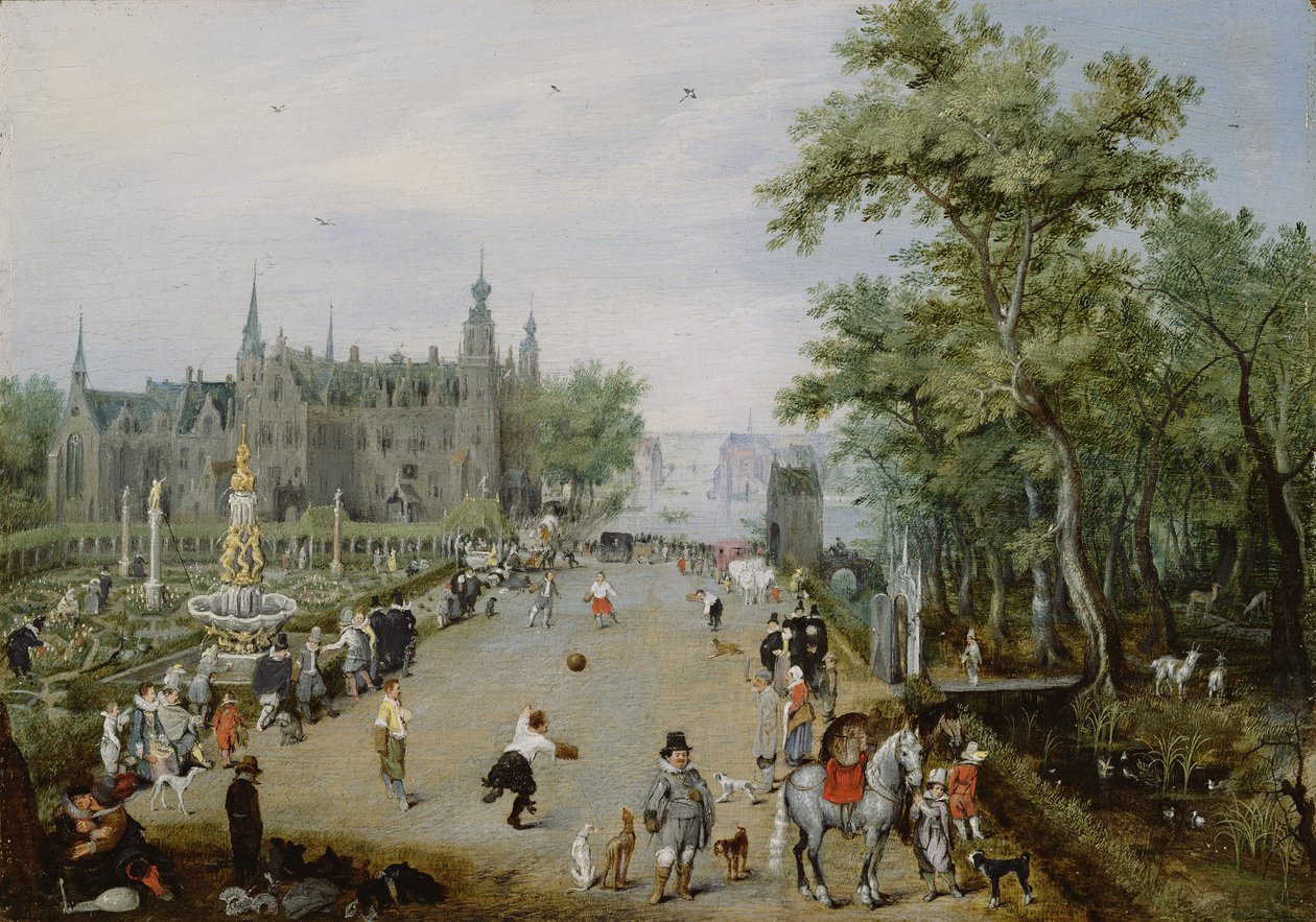 Un gioco di palla davanti a un palazzo di campagna, c.1614 da Adriaen Pietersz van de Venne